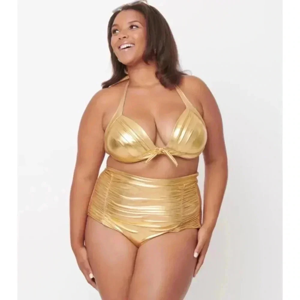 K Unique Vintage Swim Monroe Halter Swim Top